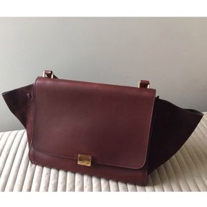 Celine Large Trapeze Bag in Burgundy